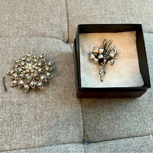 Pewter brooch and sparkly brooch